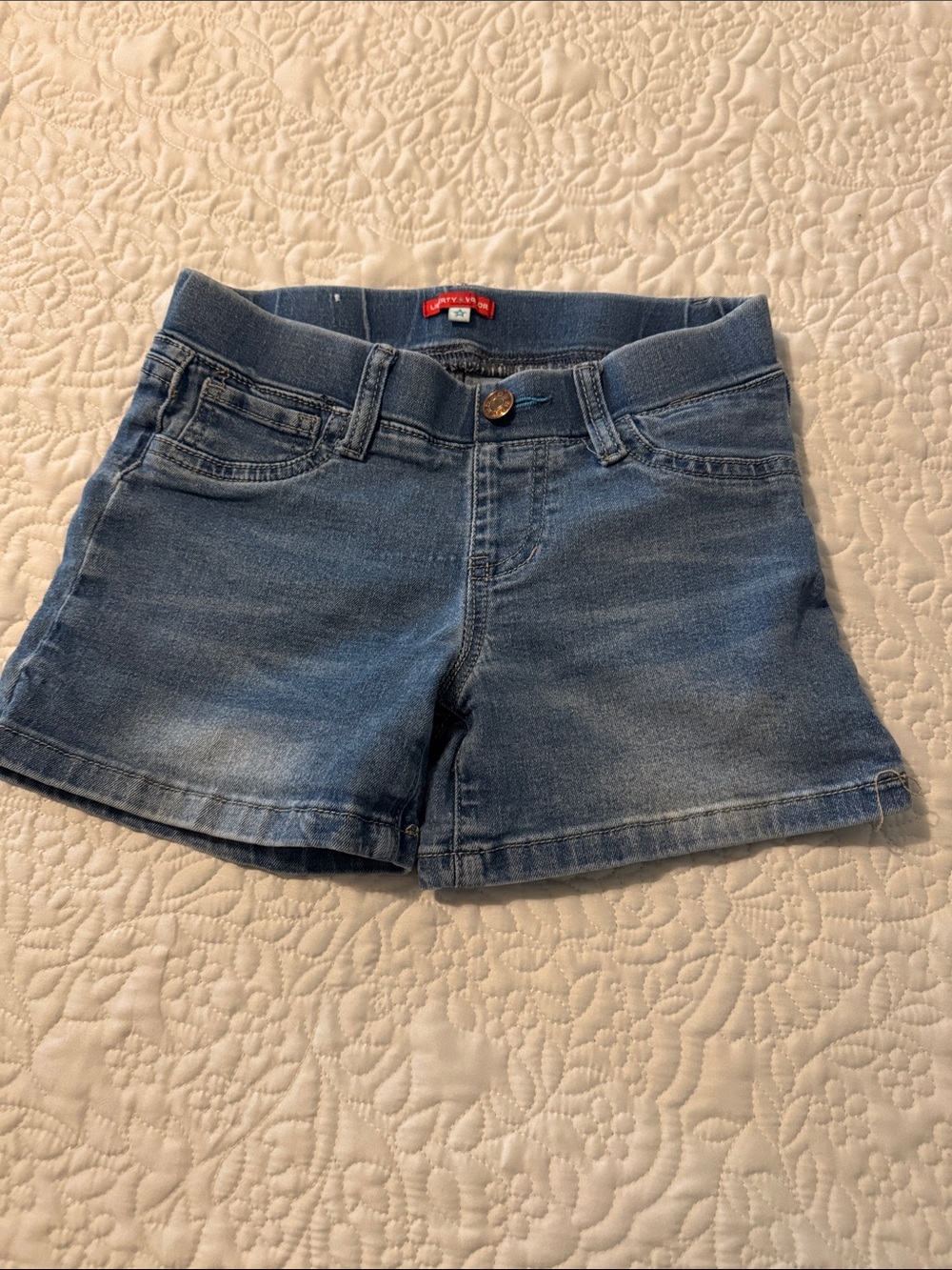 Girls' Blue Denim Shorts with Stretch Waistband - Casual Everyday